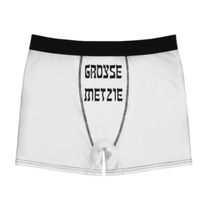 Funny Men's Boxer Briefs Jewish Yiddish Groyse Metzie White - Image 1
